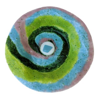 Vintage Original Fused Art Glass Decorative Bowl For Sale