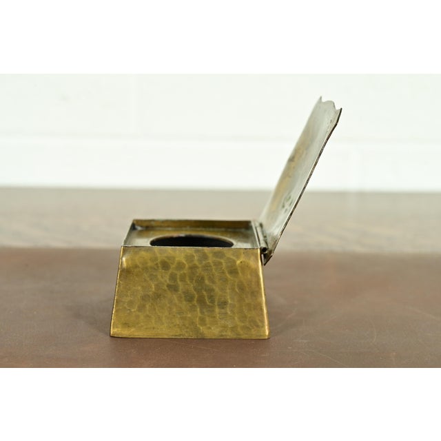 Roycroft Arts & Crafts Hammered Brass Over Copper Inkwell For Sale - Image 10 of 15