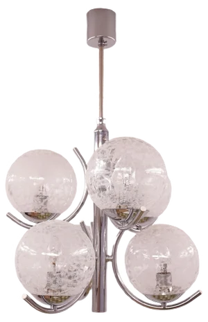 Mid-Century Chrome and Glass Ceiling Lamp
