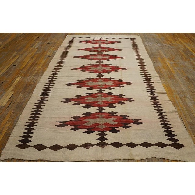 Textile 1930s Rustic Beige Field Geometric Antique American Navajo Flatweave Wool Rug For Sale - Image 7 of 10