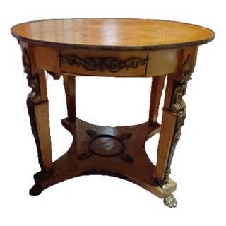 1920 Neoclassical Art Deco Empire Style Bronze Bird-Eye Mable Center Table For Sale