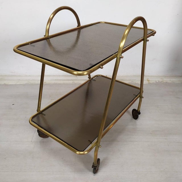 Vintage Brass Bar Trolley, 1950s, in Good conditions. Designed 1950 to 1959