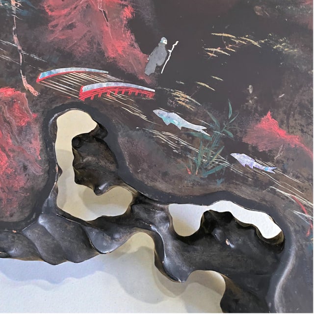 Mid-Century Modern Antique Handcarved Mt. Fiji Coffee Table For Sale - Image 3 of 4