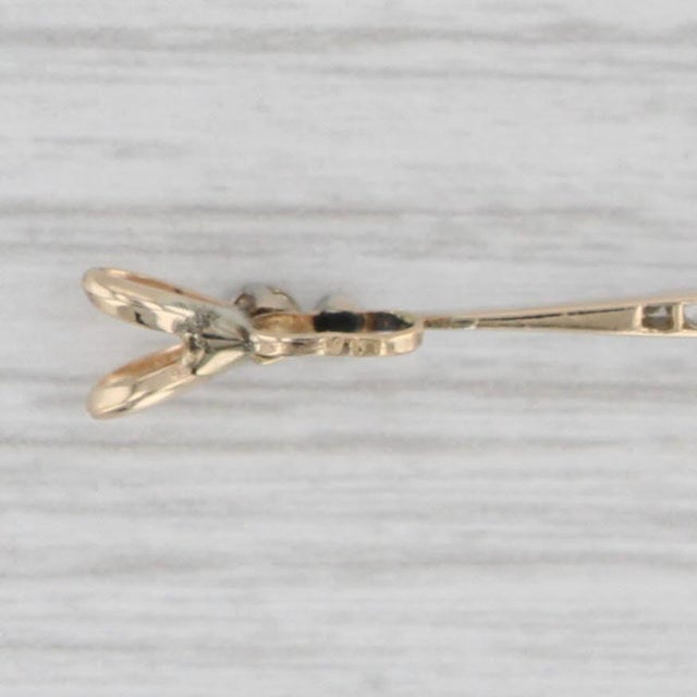 Antique Cultured Pearl 0.31ctw Diamond Pendant 10k - 17k Yellow Gold For Sale - Image 4 of 6