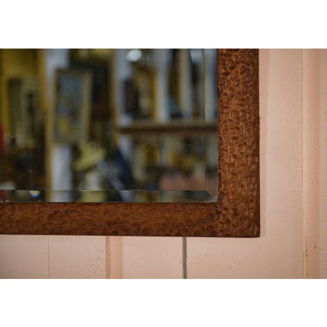 Mid-Century Modern Brutalist Mirror in Gouged Oak and Beveled Glass, 1960s For Sale - Image 3 of 10