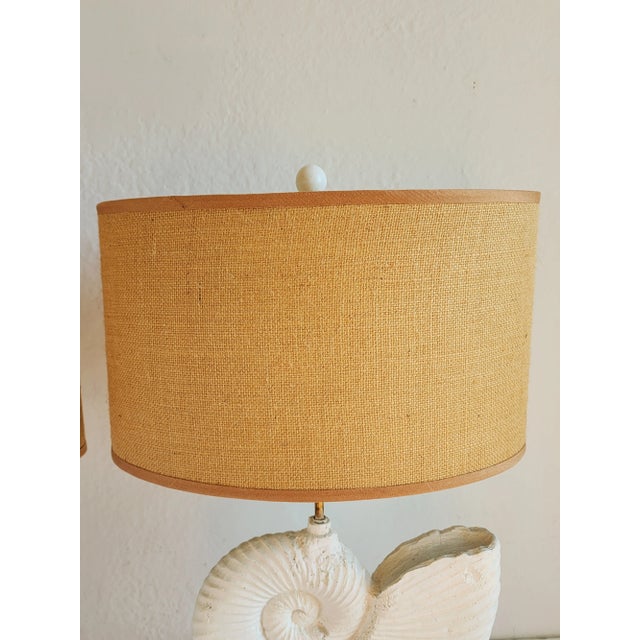 Decorative Gilt Metal Ammonite Table Lamps-A Pair For Sale - Image 9 of 12