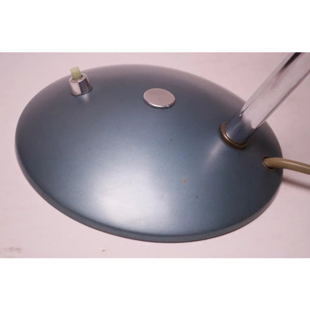 Midcentury German Gooseneck Table Lamp in Metallic Blue by Helo Leuchten For Sale - Image 12 of 13