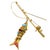 Modern Vintage Signed Vogue Jlry Gold Tone Fishing Rod Brooch With Jeweled Fish For Sale - Image 3 of 5