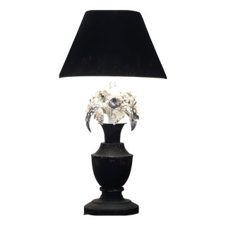 Table Lamp with Floral Metal Relief For Sale