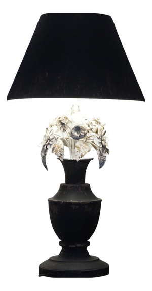 Table Lamp with Floral Metal Relief