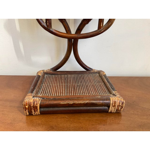 Vintage Italian Style Rattan & Bentwood Bamboo Vanity Tabletop Mirror For Sale - Image 9 of 18