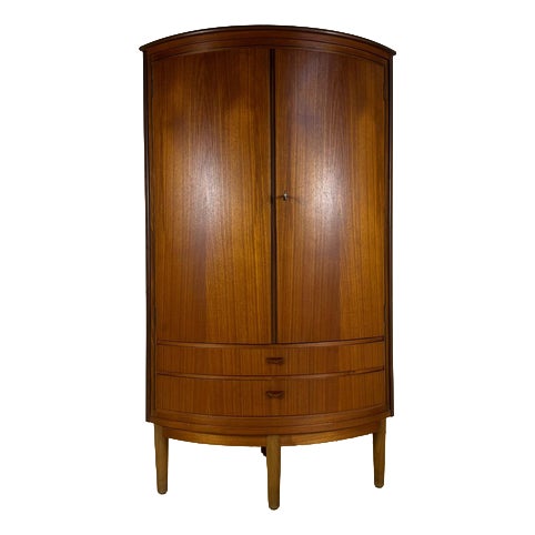 Mid-Century Modern Teak Corner Cabinet with Doors For Sale