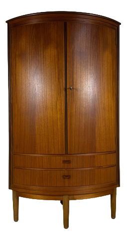 Mid-Century Modern Teak Corner Cabinet with Doors