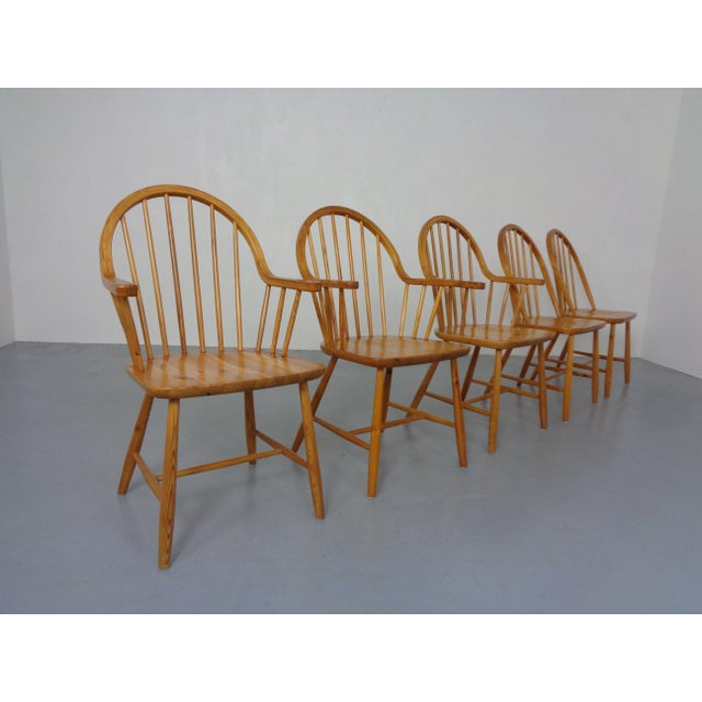 Danish Pine Chairs an Armchairs by Erik Ole Jørgensen for Tarm Stole Møbelfabrik, 1960s, Set of 5 For Sale - Image 18 of 18
