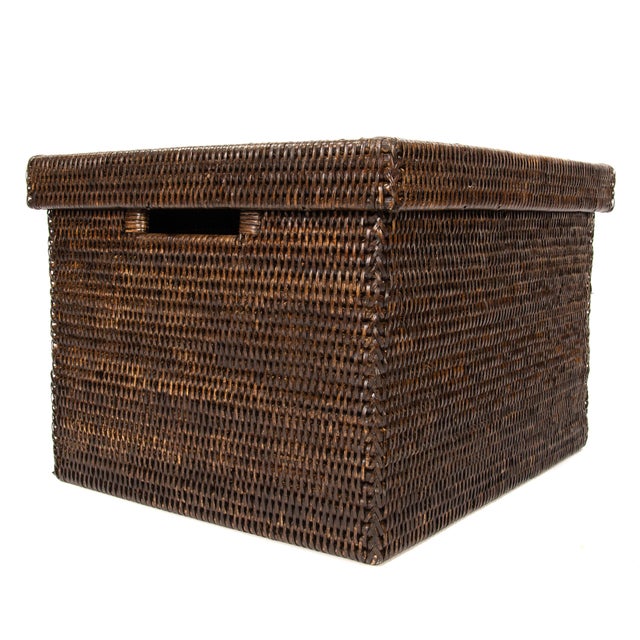 2020s Artifacts Rattan Storage Box with Lid - Letter File, Tudor Black For Sale - Image 5 of 5