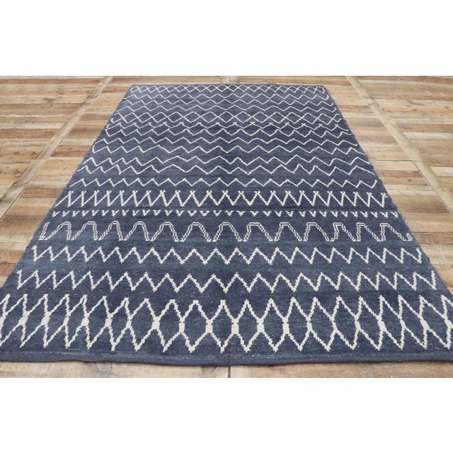 Textile Navy Blue Moroccan Area Rug - 06'02 X 09'06 For Sale - Image 7 of 9