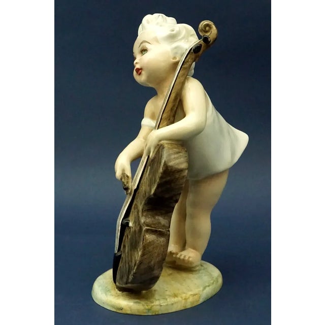 20th Century Child with Cello in Ceramic by Vincenzo Bertolotti, Italy For Sale - Image 8 of 18
