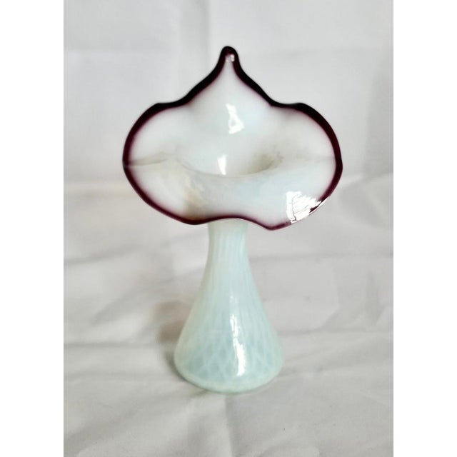 Victorian Hand Blown Semi Opalescent Jack in the Pulpit Vase For Sale - Image 3 of 7
