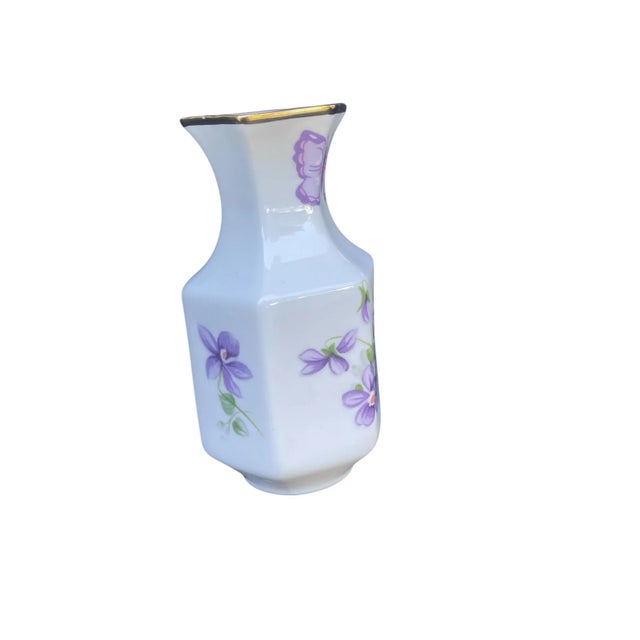 English Vintage “Wild Violets” by Aynsley Fine English Bone China Bud Vase For Sale - Image 3 of 7