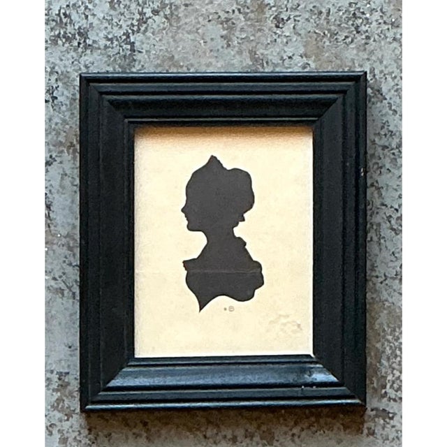 Victorian Vintage Silhouette Portrait in Black Frame For Sale - Image 3 of 12