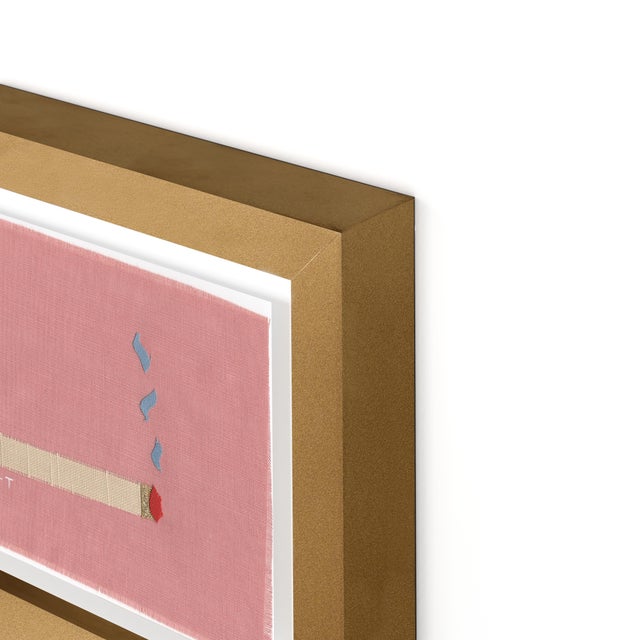 DESCRIPTION: Lucinda the Rust Cigarette by Willa Heart in Gold Frame, Mini Art Print This is a print of a handmade fabric...