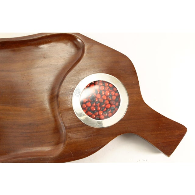 Mid 20th Century Leaf Shape Peruvian Tray, Cumaru Wood, Sterling Silver & Huyaruru Seeds For Sale In Houston - Image 6 of 14
