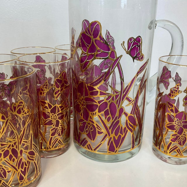 1960s Vintage Hollywood Regency Tom Collins Pitcher Set, West Virginia