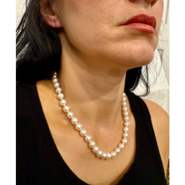 Vintage Cultured Akoya Pearl Necklace Length 17" , 18 Karat White Gold Clasp For Sale - Image 13 of 18
