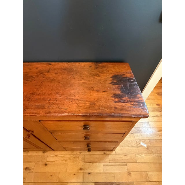 Rustic Antique New England Pumpkin Pine Cupboard For Sale - Image 3 of 11