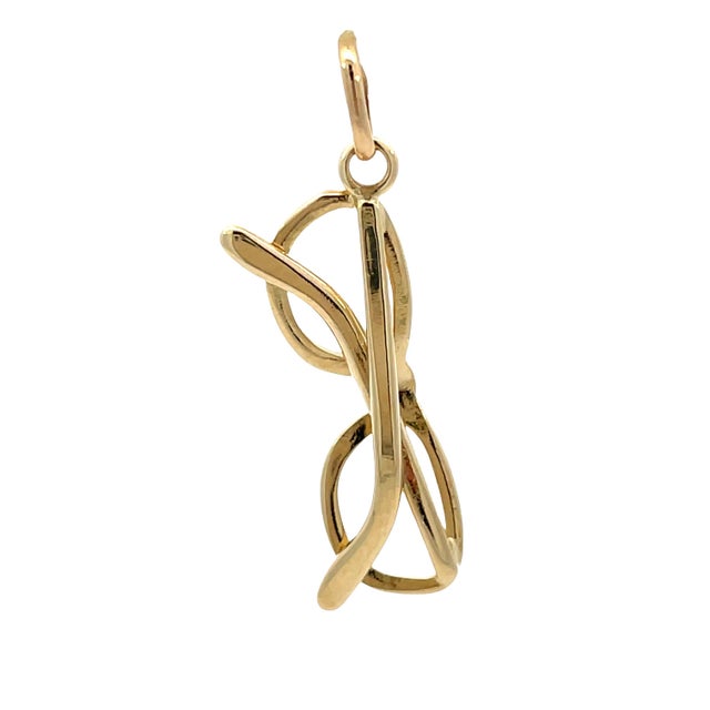 14k Yellow Gold Eyeglasses Frame Design Charm/Pendant For Sale - Image 4 of 6