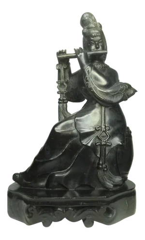 Early 20th Century Antique Chinese Onyx Guanjin Playing the Flute