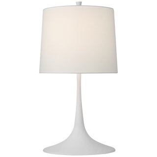 Barbara Barry for Visual Comfort Signature Oscar Medium Sculpted Table Lamp in Plaster White with Linen Shade For Sale