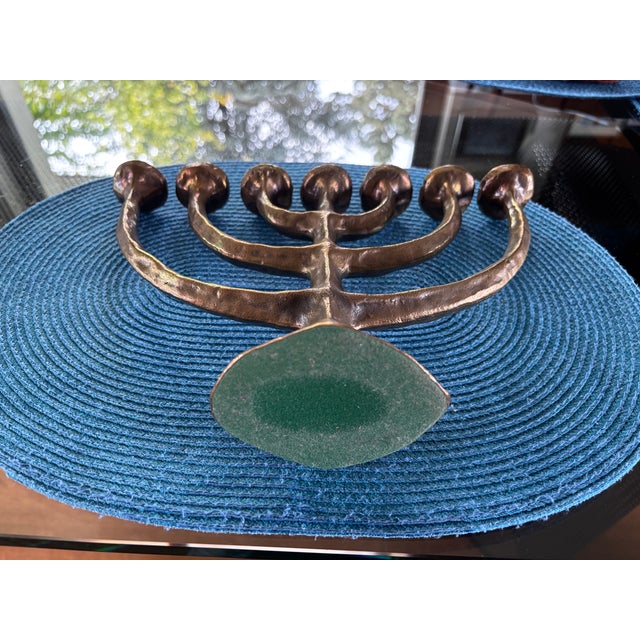 Brutalist Bronze Menora attributed to Michael Harjes, 1960 For Sale - Image 10 of 12