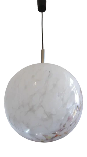 Vintage Ball Lamp in Marbled Glass, 1970s