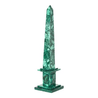 Malachite Obelisk With Stepped Base For Sale
