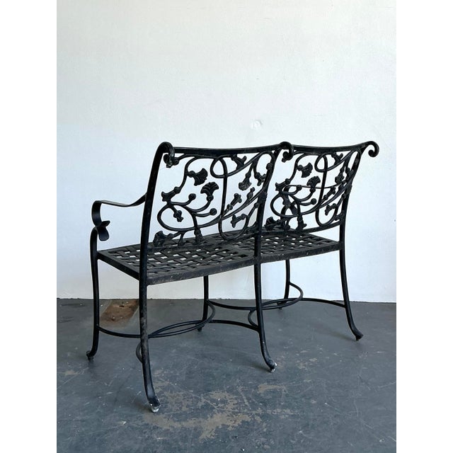 Mid 20th Century Vintage Wrought Iron Ivy Bench For Sale - Image 5 of 12
