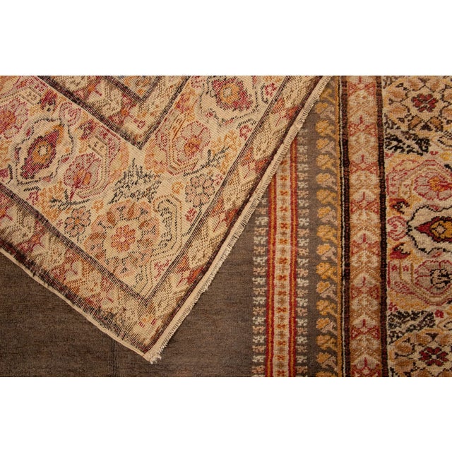 Textile 1920s Antique Kayseri Rug in Red, Gold & Beige Floral Pattern For Sale - Image 7 of 8