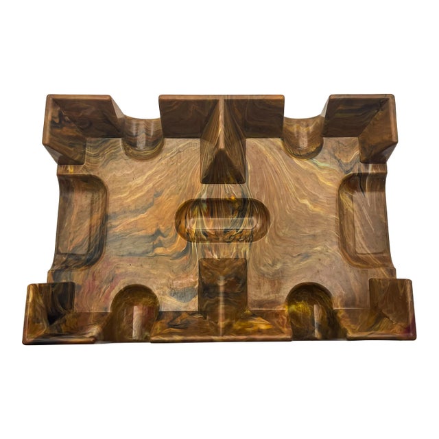 Vintage Marbled Tabletop Rotating Card Holder For Sale