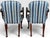 Pair of Vintage Upholstered Queen Anne Style Striped Armchairs With Shell Carving For Sale - Image 4 of 17
