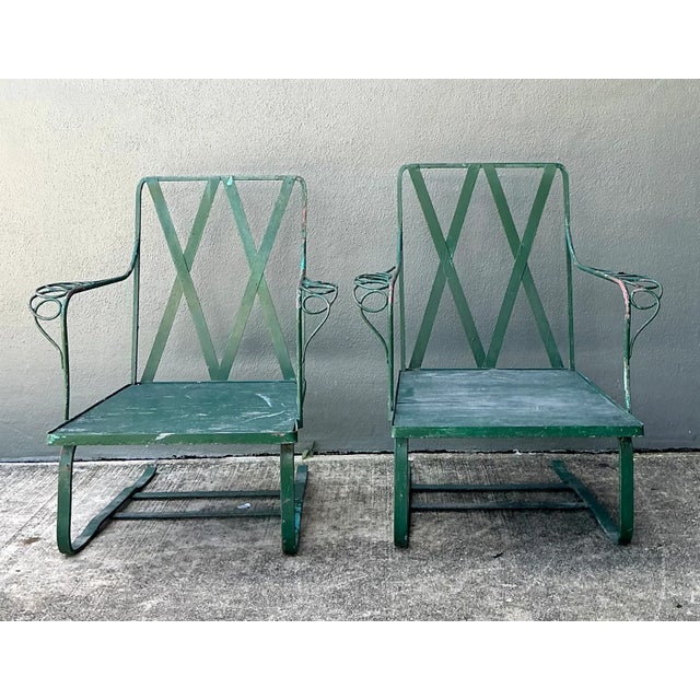 Mid-Century Modern Vintage Sculptural Iron Springer Lounge Chairs - A Pair For Sale - Image 3 of 16