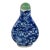 Vintage Blue and White Floral Chinese Snuff Bottle With Green Stone Top For Sale