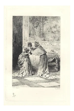 Emile Boilvin, Cardinal of Lorraine, Etching, 1882