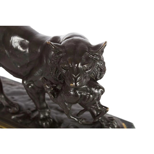 Brown French Antique Bronze Sculpture of Tiger Carrying Gazelle by Paul-Édouard Delabrierre For Sale - Image 8 of 12