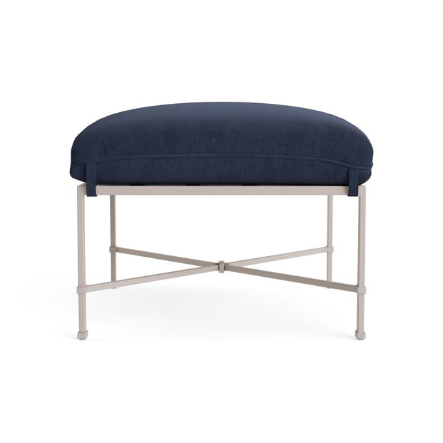 Contemporary Brown Jordan Venetian Ottoman, Dove frame with Fusion Neptune fabric For Sale - Image 3 of 11