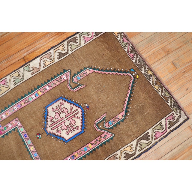 Vintage Zabihi Collection Tribal Turkish Prayer Small Square Rug For Sale - Image 4 of 6