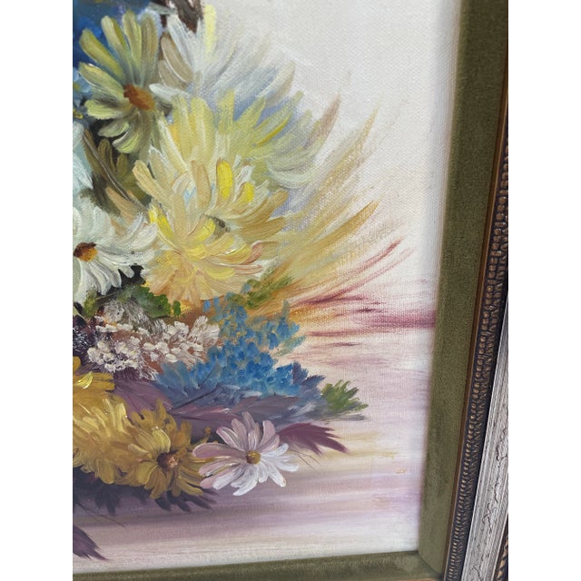 Paint Vintage Still Life Floral Painting in Frame For Sale - Image 7 of 9