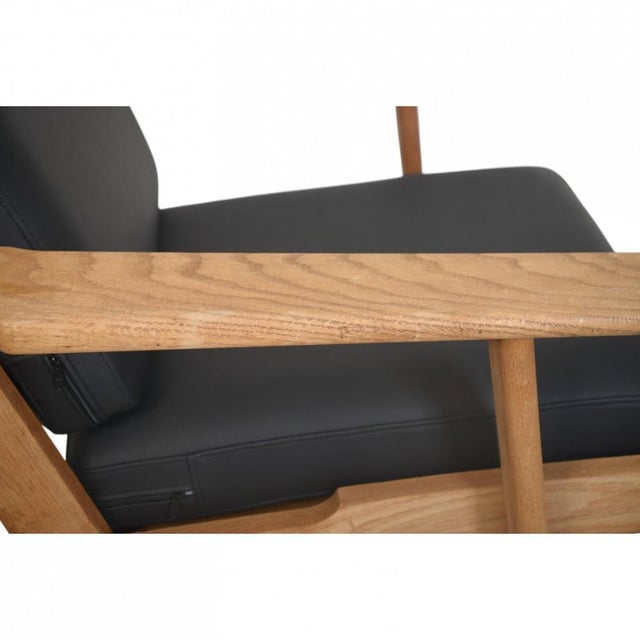 Wood GE290 Chair in Oak and Black Leather by Hans Wegner, 1980s For Sale - Image 7 of 18
