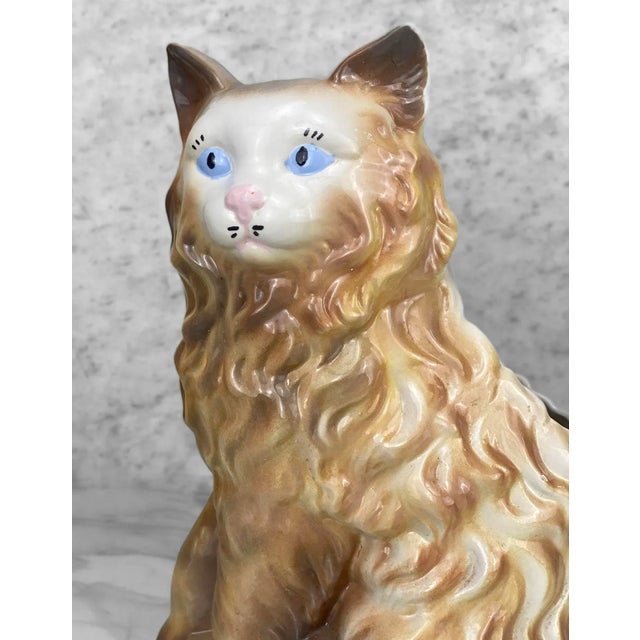 Ceramic Mid-Century Figural Long-Hair Cat Porcelain Indoor Planter For Sale - Image 7 of 10