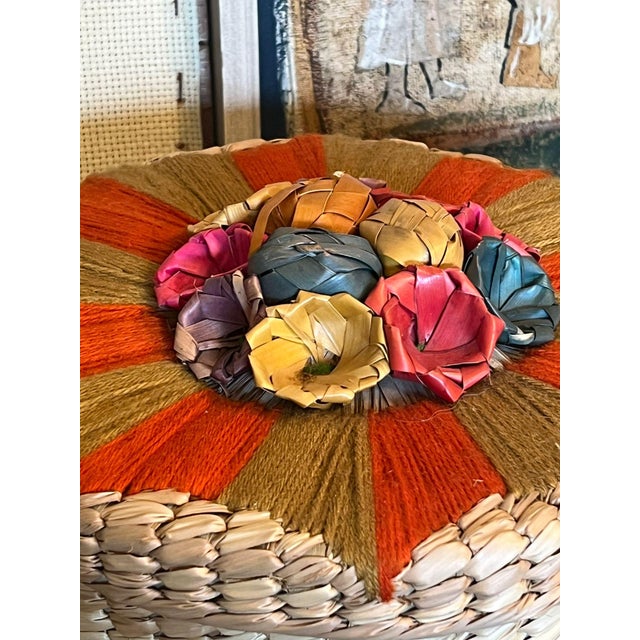 1970s Woven Basket Decor Round Storage Container For Sale In Seattle - Image 6 of 7