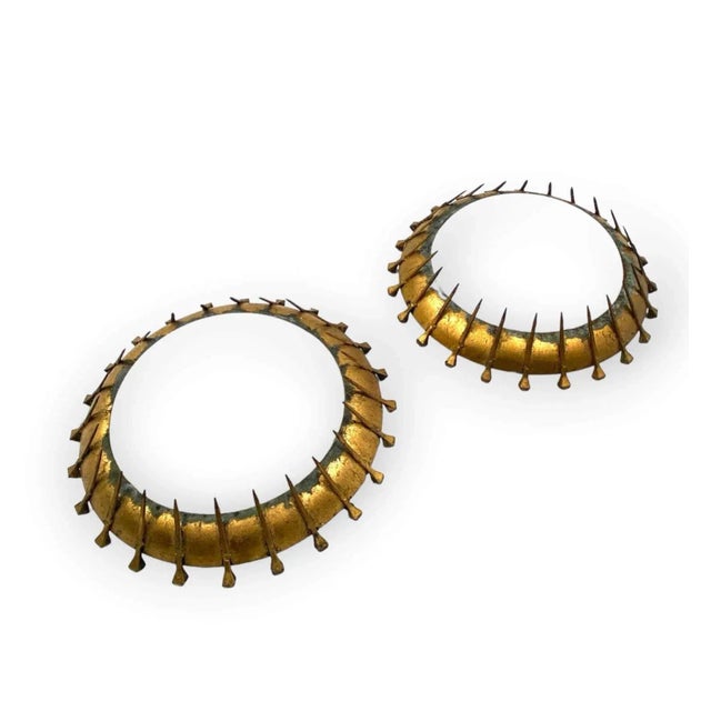 Gold Set of 2 Brutalist Sconces, France 1960s For Sale - Image 8 of 13